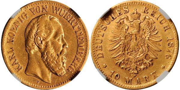 10 Марка Королівство Вюртемберг Золото Charles I of Württemberg