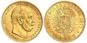 10 Марка Королівство Пруссія (1701-1918) Золото Wilhelm I, German Emperor (1797-1888)