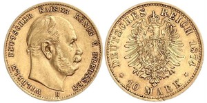 10 Марка Королівство Пруссія (1701-1918) Золото Wilhelm I, German Emperor (1797-1888)