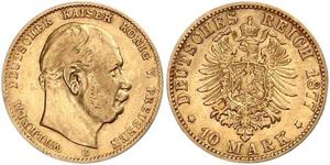 10 Марка Королівство Пруссія (1701-1918) Золото Wilhelm I, German Emperor (1797-1888)