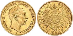 10 Марка Королівство Пруссія (1701-1918) Золото Wilhelm II, German Emperor (1859-1941)