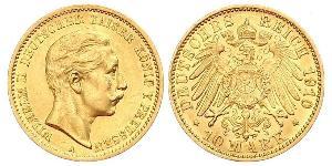 10 Марка Королівство Пруссія (1701-1918) Золото Wilhelm II, German Emperor (1859-1941)