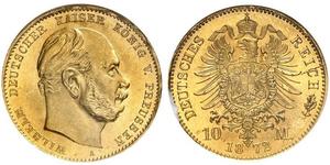 10 Марка Королівство Пруссія (1701-1918) Золото Wilhelm I, German Emperor (1797-1888)