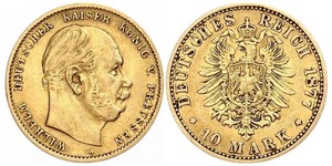 10 Марка Королівство Пруссія (1701-1918) Золото Wilhelm I, German Emperor (1797-1888)