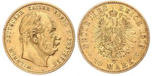 10 Марка Королівство Пруссія (1701-1918) Золото Wilhelm I, German Emperor (1797-1888)