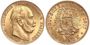 10 Марка Королівство Пруссія (1701-1918) Золото Wilhelm I, German Emperor (1797-1888)