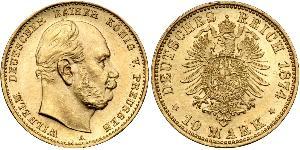 10 Марка Королівство Пруссія (1701-1918) Золото Wilhelm I, German Emperor (1797-1888)