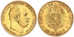 10 Марка Королівство Пруссія (1701-1918) Золото Wilhelm I, German Emperor (1797-1888)