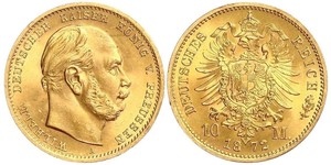 10 Марка Королівство Пруссія (1701-1918) Золото Wilhelm I, German Emperor (1797-1888)