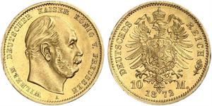 10 Марка Королівство Пруссія (1701-1918) Золото Wilhelm I, German Emperor (1797-1888)