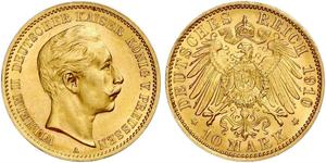 10 Марка Королівство Пруссія (1701-1918) Золото Wilhelm II, German Emperor (1859-1941)