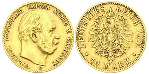 10 Марка Королівство Пруссія (1701-1918) Золото Wilhelm I, German Emperor (1797-1888)