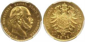 10 Марка Королівство Пруссія (1701-1918) Золото Wilhelm I, German Emperor (1797-1888)