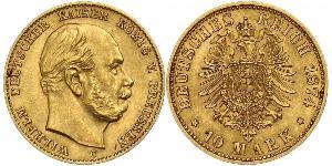 10 Марка Королівство Пруссія (1701-1918) Золото Wilhelm I, German Emperor (1797-1888)