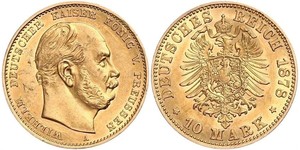10 Марка Королівство Пруссія (1701-1918) Золото Wilhelm I, German Emperor (1797-1888)