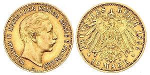 10 Марка Королівство Пруссія (1701-1918) Золото Wilhelm II, German Emperor (1859-1941)