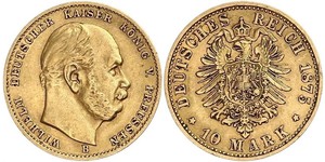 10 Марка Королівство Пруссія (1701-1918) Золото Wilhelm I, German Emperor (1797-1888)