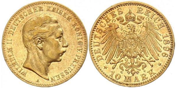 10 Марка Королівство Пруссія (1701-1918) Золото Wilhelm II, German Emperor (1859-1941)