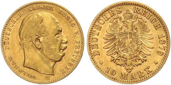 10 Марка Королівство Пруссія (1701-1918) Золото Wilhelm I, German Emperor (1797-1888)