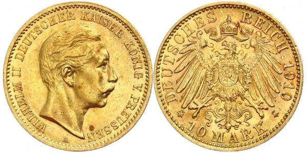 10 Марка Королівство Пруссія (1701-1918) Золото Wilhelm II, German Emperor (1859-1941)