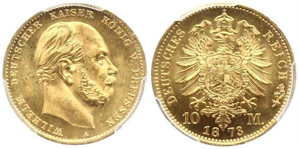 10 Марка Королівство Пруссія (1701-1918) Золото Wilhelm I, German Emperor (1797-1888)