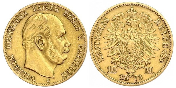 10 Марка Королівство Пруссія (1701-1918) Золото Wilhelm I, German Emperor (1797-1888)