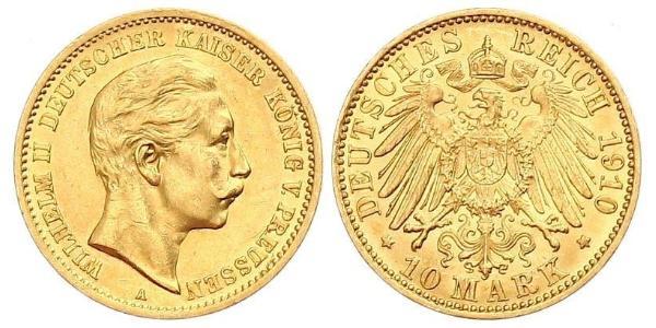 10 Марка Королівство Пруссія (1701-1918) Золото Wilhelm II, German Emperor (1859-1941)
