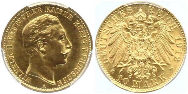 10 Марка Королівство Пруссія (1701-1918) Золото Wilhelm II, German Emperor (1859-1941)