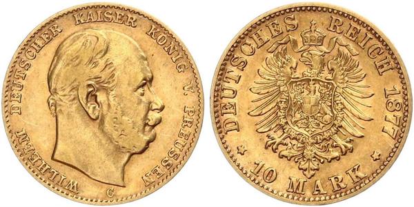 10 Марка Королівство Пруссія (1701-1918) Золото Wilhelm I, German Emperor (1797-1888)