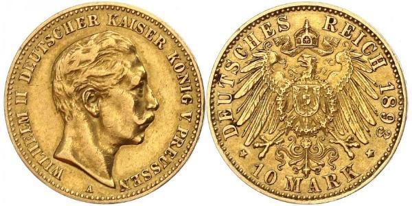 10 Марка Королівство Пруссія (1701-1918) Золото Wilhelm II, German Emperor (1859-1941)