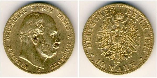 10 Марка Королівство Пруссія (1701-1918) Золото Wilhelm I, German Emperor (1797-1888)