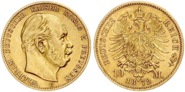 10 Марка Королівство Пруссія (1701-1918) Золото Wilhelm I, German Emperor (1797-1888)