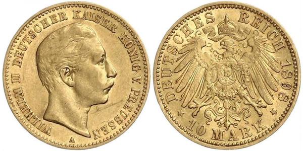 10 Марка Королівство Пруссія (1701-1918) Золото Wilhelm II, German Emperor (1859-1941)