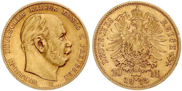 10 Марка Королівство Пруссія (1701-1918) Золото Wilhelm I, German Emperor (1797-1888)