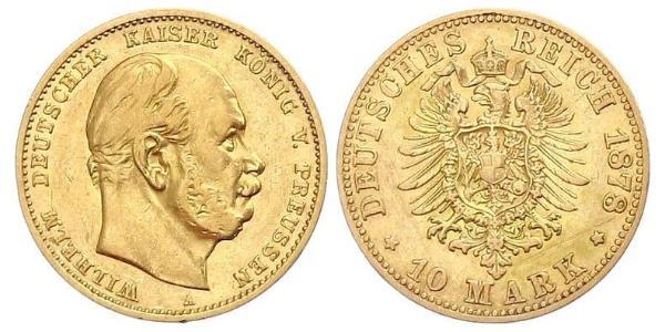 10 Марка Королівство Пруссія (1701-1918) Золото Wilhelm I, German Emperor (1797-1888)