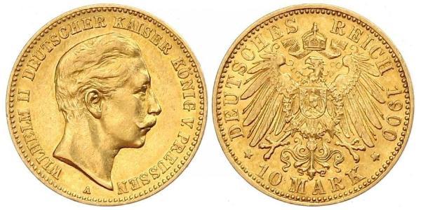 10 Марка Королівство Пруссія (1701-1918) Золото Wilhelm II, German Emperor (1859-1941)