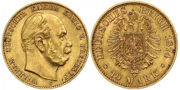 10 Марка Королівство Пруссія (1701-1918) Золото Wilhelm I, German Emperor (1797-1888)