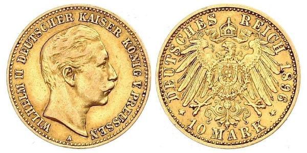 10 Марка Королівство Пруссія (1701-1918) Золото Wilhelm II, German Emperor (1859-1941)
