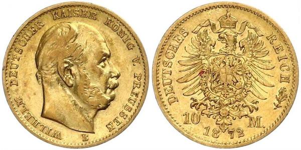 10 Марка Королівство Пруссія (1701-1918) Золото Wilhelm I, German Emperor (1797-1888)