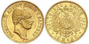 10 Марка Королівство Саксонія (1806 - 1918) Золото Frederick Augustus III of Saxony (1865-1932)