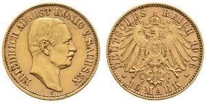 10 Марка Королівство Саксонія (1806 - 1918) Золото Frederick Augustus III of Saxony (1865-1932)
