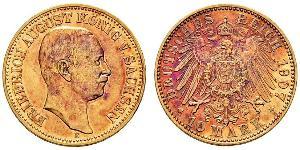 10 Марка Королівство Саксонія (1806 - 1918) Золото Frederick Augustus III of Saxony (1865-1932)