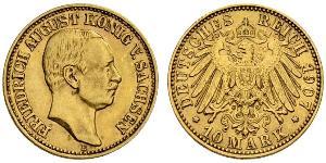 10 Марка Королівство Саксонія (1806 - 1918) Золото Frederick Augustus III of Saxony (1865-1932)