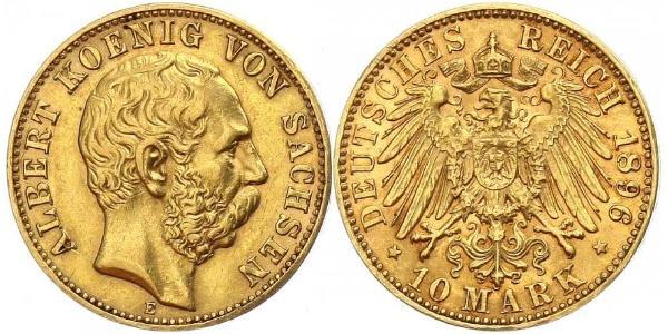 10 Марка Королівство Саксонія (1806 - 1918) Золото Albert of Saxony