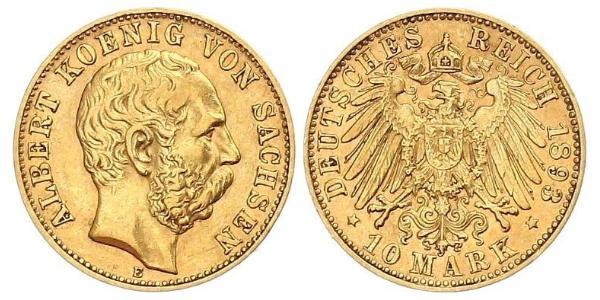 10 Марка Королівство Саксонія (1806 - 1918) Золото Albert of Saxony