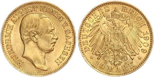 10 Марка Королівство Саксонія (1806 - 1918) Золото Frederick Augustus III of Saxony (1865-1932)