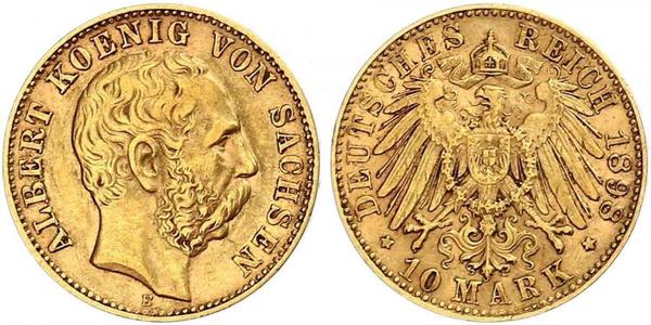 10 Марка Королівство Саксонія (1806 - 1918) Золото Albert of Saxony