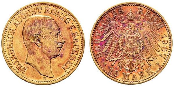 10 Марка Королівство Саксонія (1806 - 1918) Золото Frederick Augustus III of Saxony (1865-1932)
