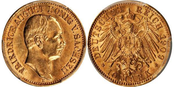 10 Марка Королівство Саксонія (1806 - 1918) Золото Frederick Augustus III of Saxony (1865-1932)