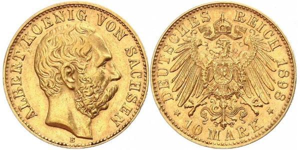 10 Марка Королівство Саксонія (1806 - 1918) Золото Albert of Saxony